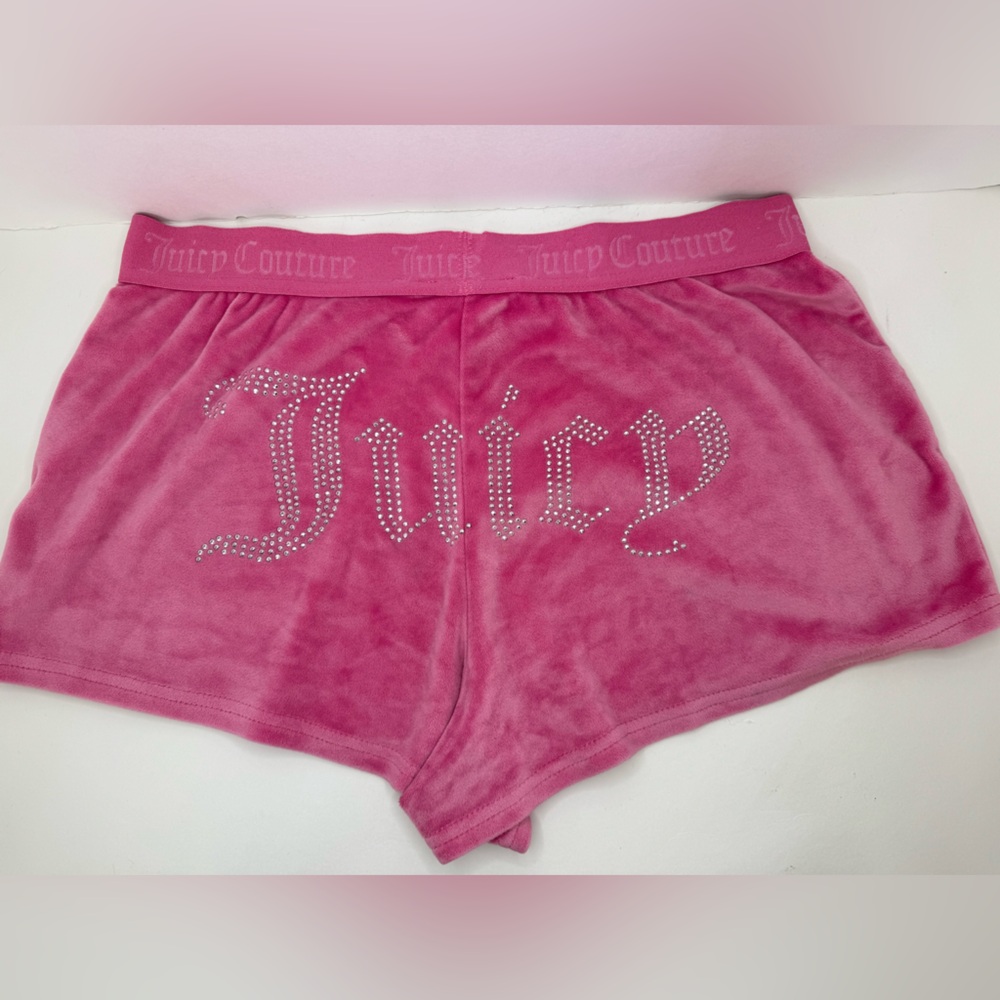 Juicy Couture Bright Pink Velour Sleep Shorts – Size Medium Juicy Bedazzled
